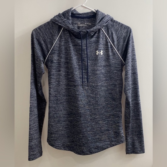 Under Armour Tops - Under Armour Navy Blue Velocity Wordmark Hoodie | Women’s XS